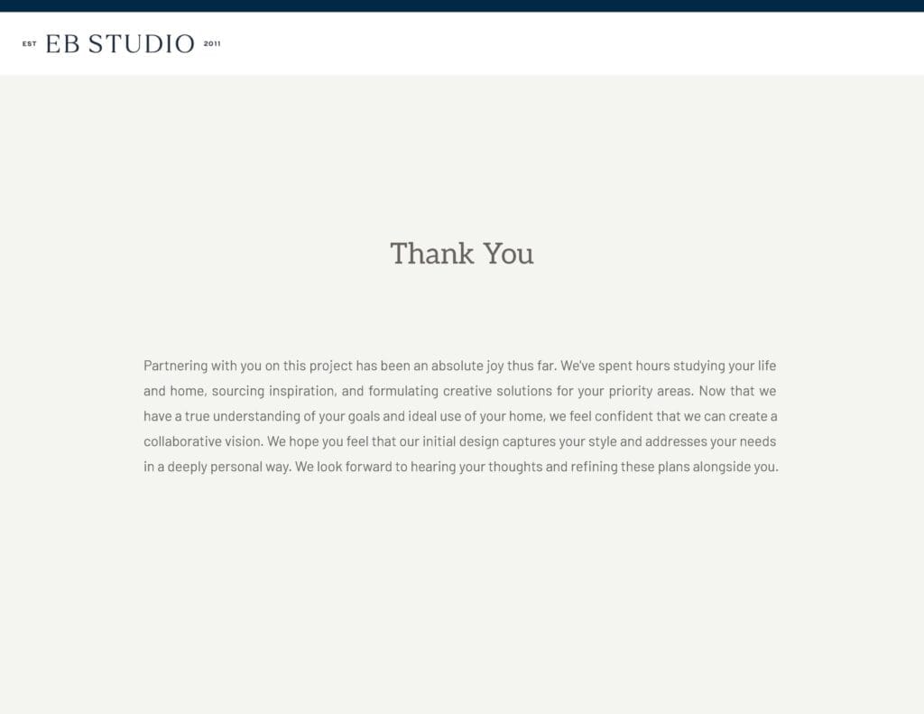 Thank you from EB Studio for your collaboration; next, we'll refine the design concepts together—Emma Blomfield will guide you through every step.