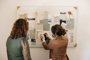 The EB Studio Team brainstorming and trialing fabrics and colours.